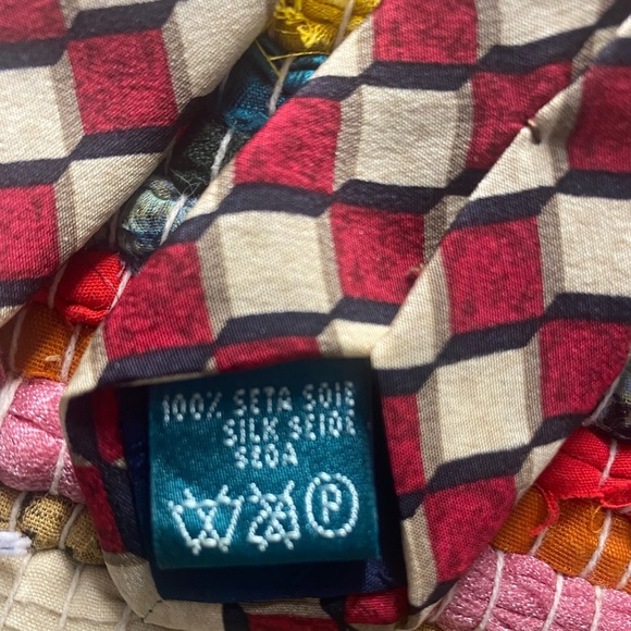 Bolgheri 100% Silk Tie, Burgundy/Tan/Gold/Black Geometric Print, Made In Italy - Picture 4 of 8